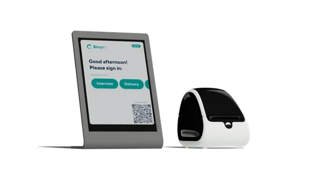 Visitor sign-in kiosk and badge printer for workplaces