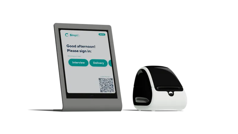 Visitor sign-in kiosk and badge printer for workplaces