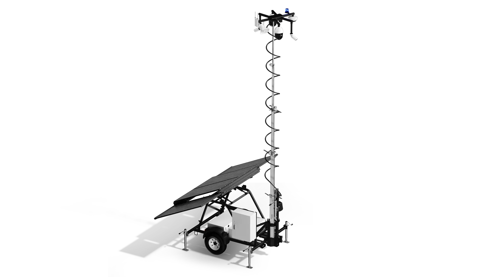 Verkada MT81 mobile surveillance trailer with telescoping camera mast, deployed and supported by Monarch