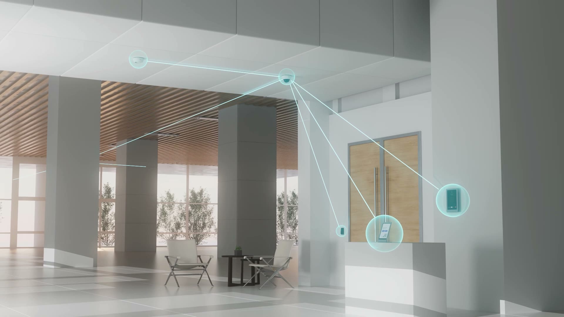 Cloud-managed video security platform connecting cameras across a building