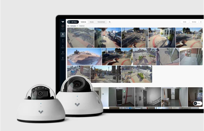 Verkada Dome Camera and Command Interface showing stored footage
