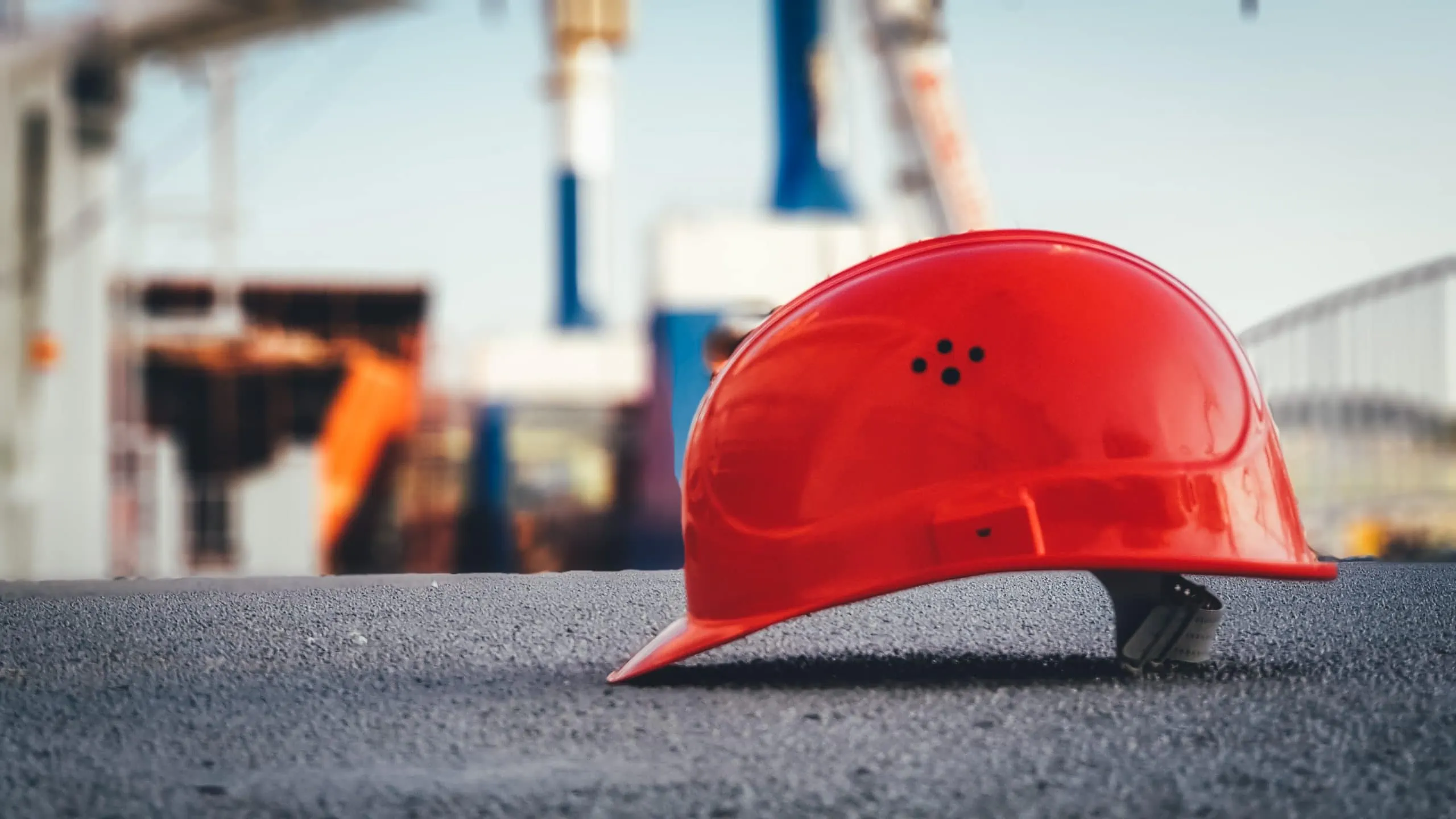 Construction helmet on a site that has jobsite cameras