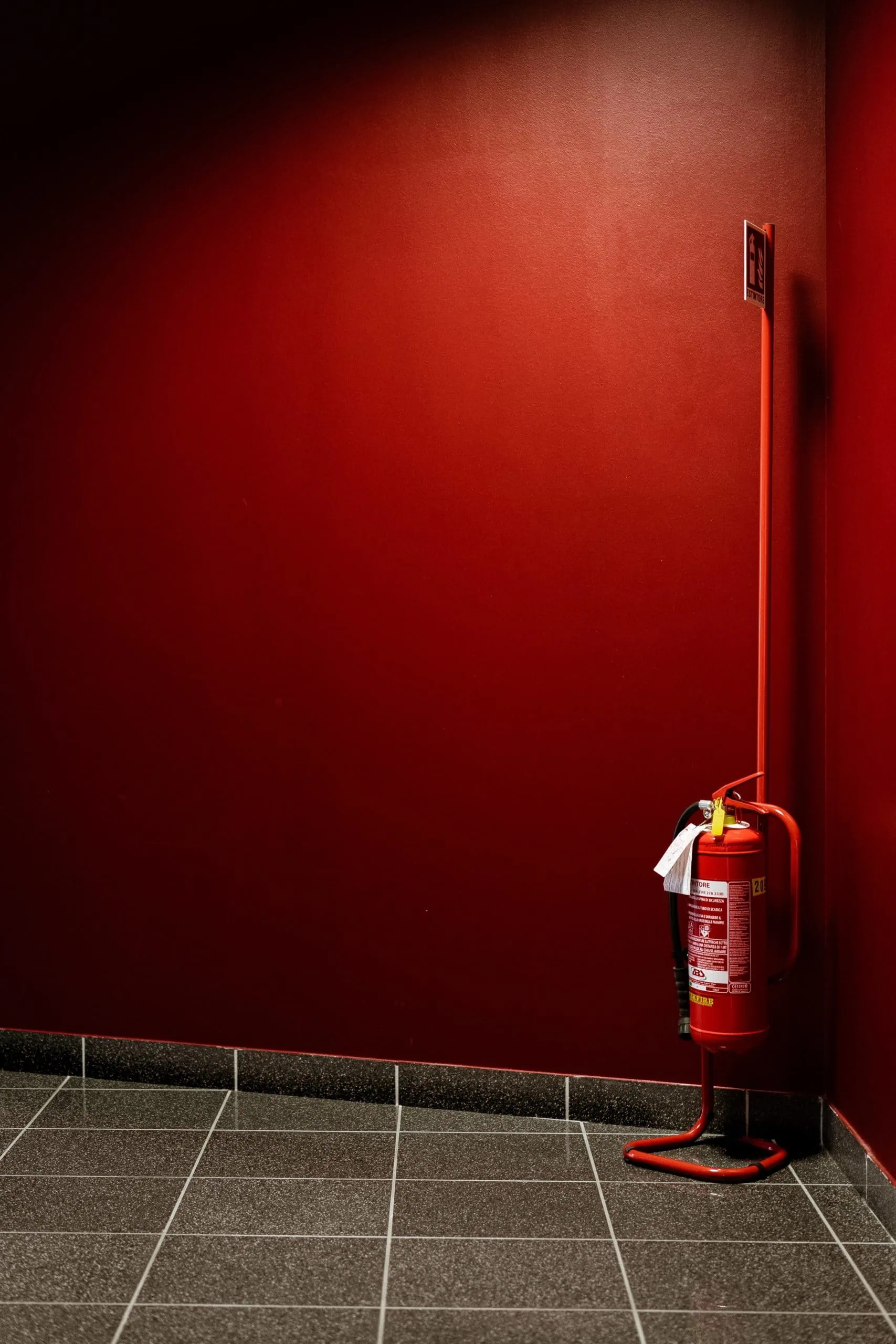 Fire safety with a fire extinguisher and a smoke detector security camera system
