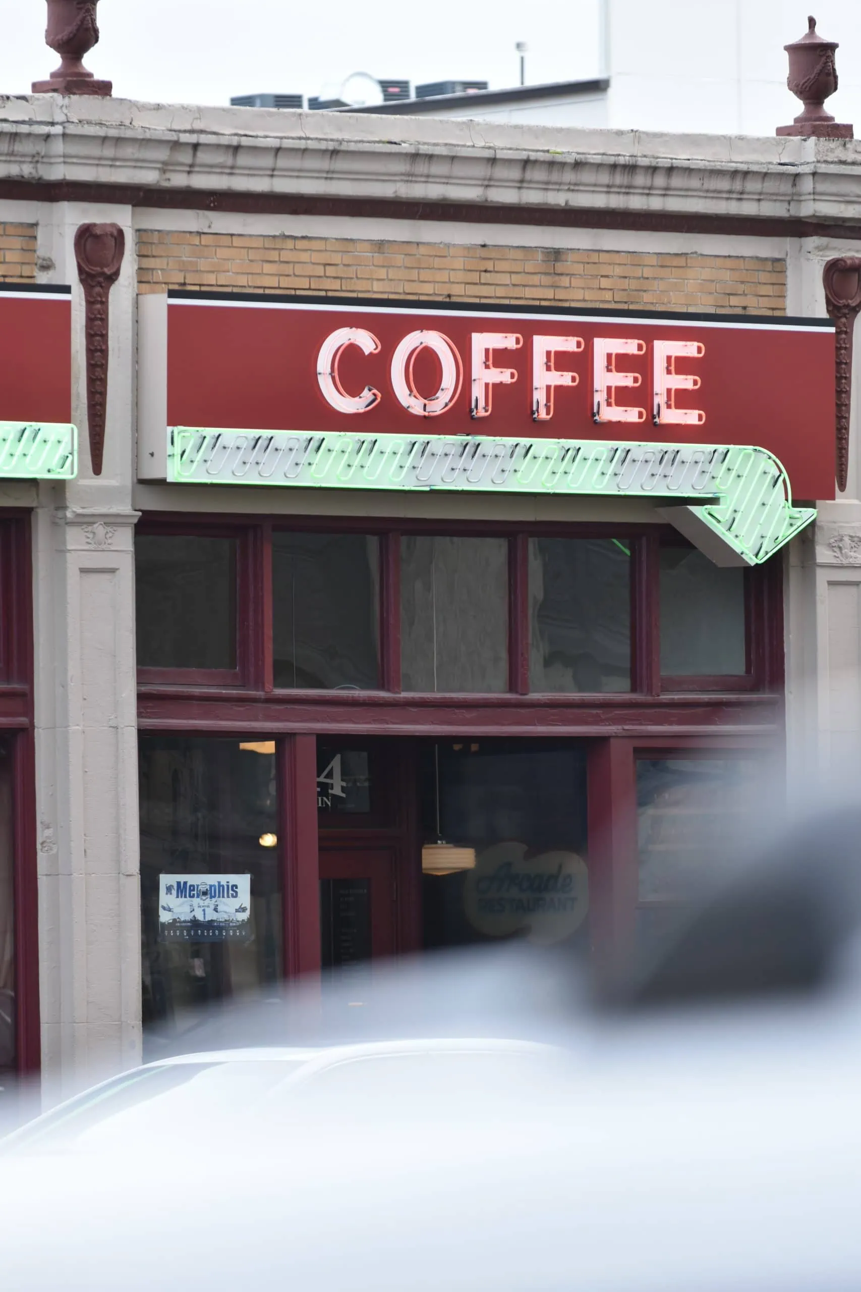 Coffee shop in downtown Memphis that has security cameras to protect against crime