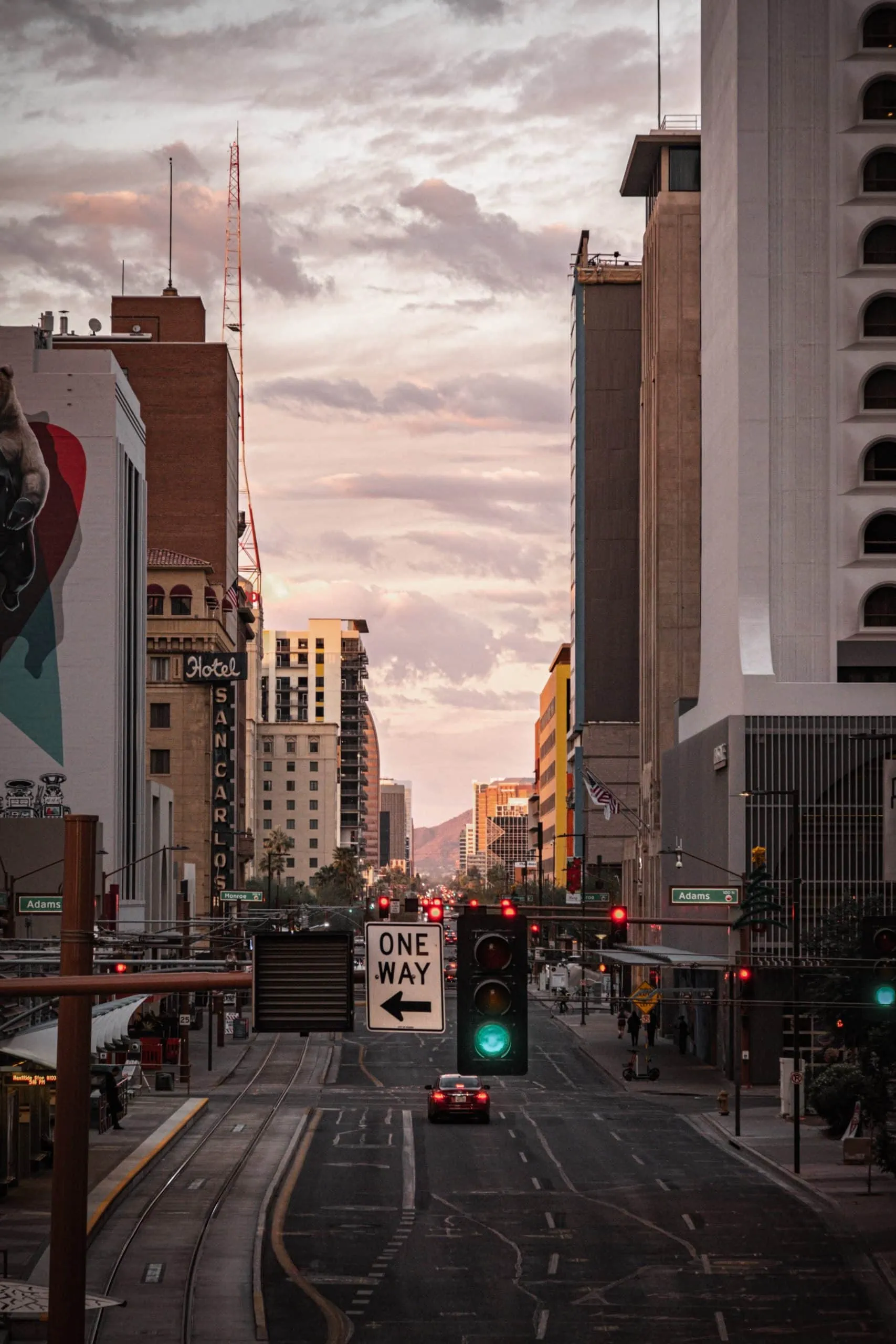 Downtown Phoenix with businesses that have advanced security systems