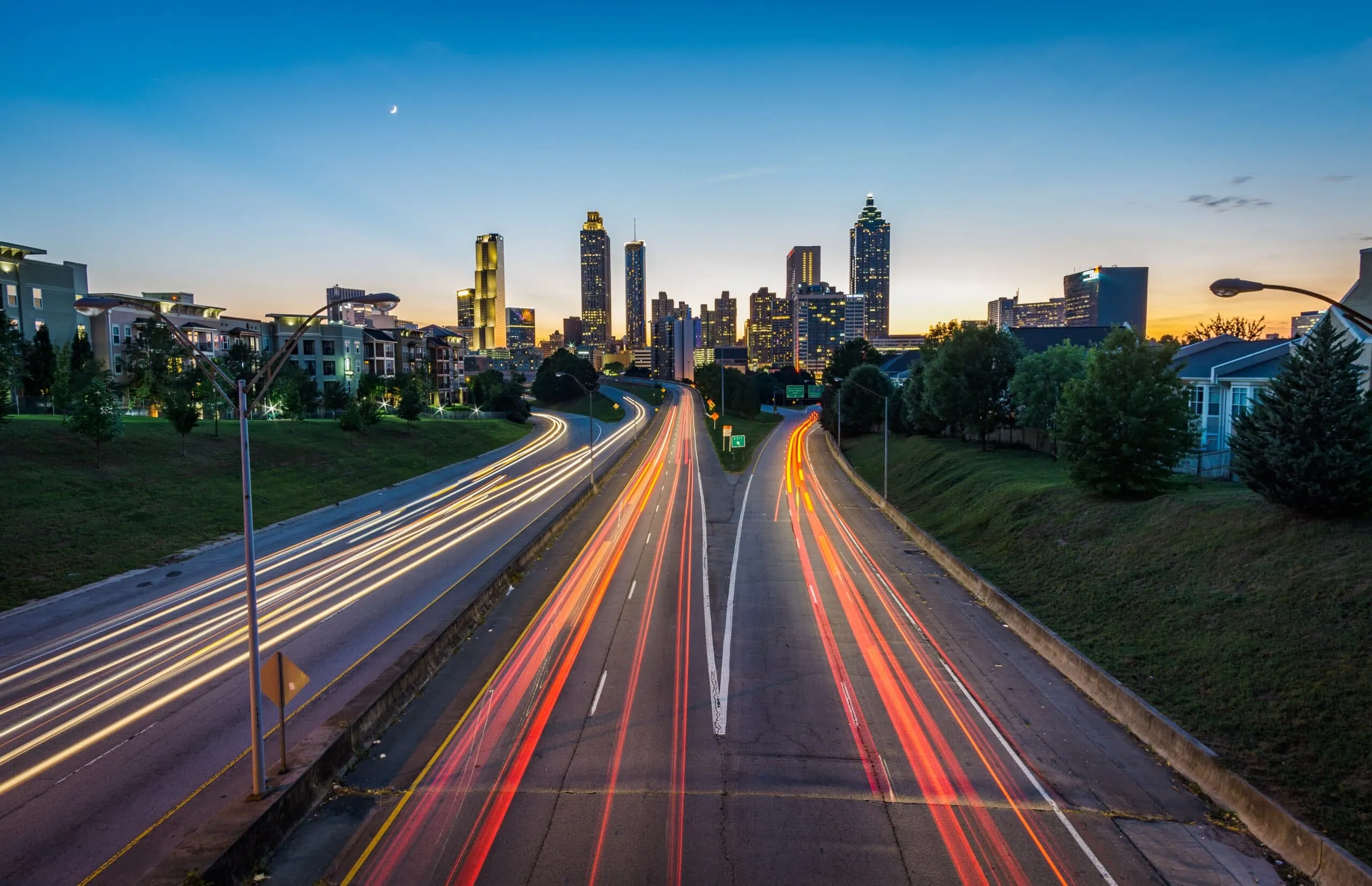 Downtown Atlanta with businesses safe by security solutions in GA
