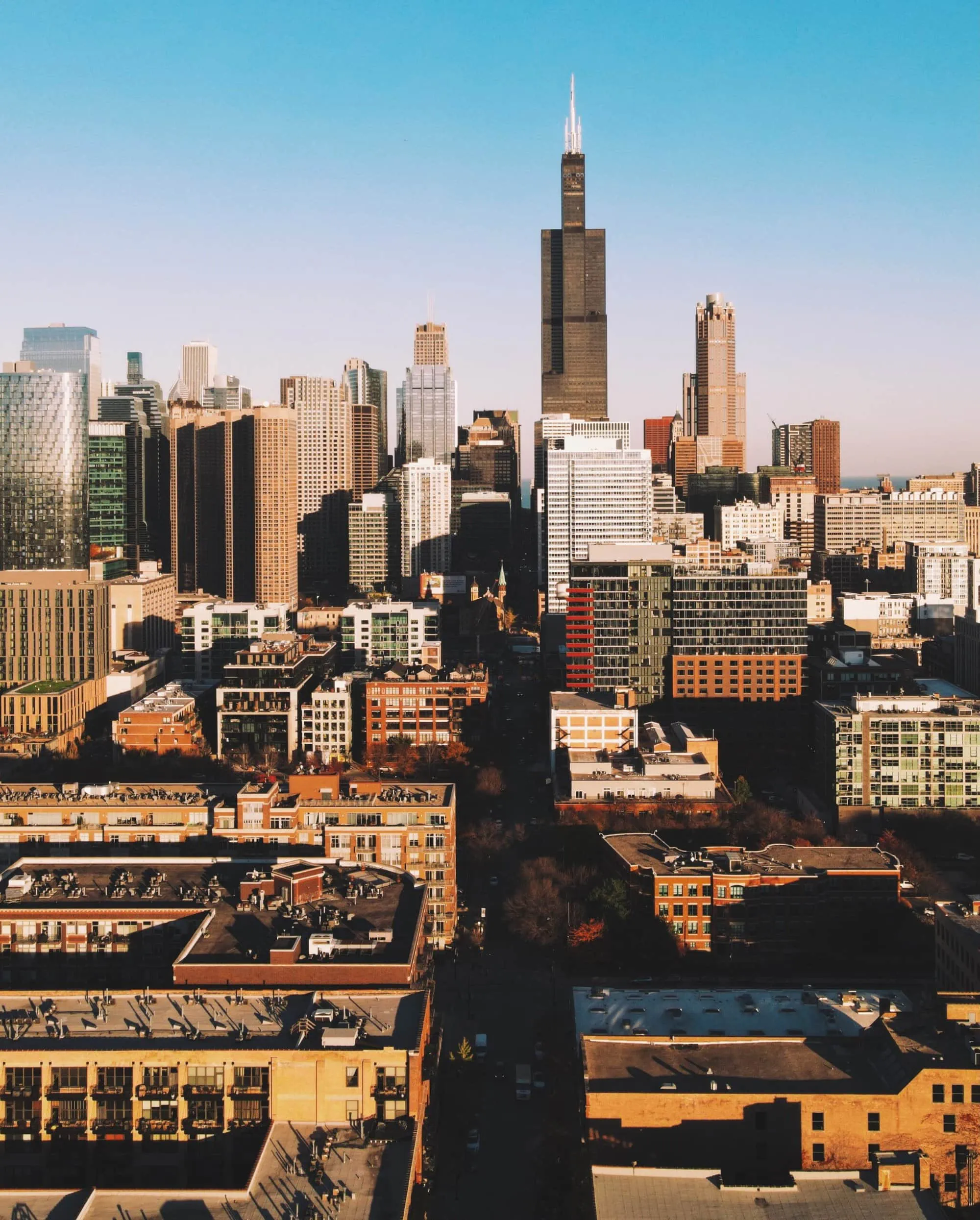 View of Chicago neighborhoods next to downtown with small businesses that are secure with Verkada solutions