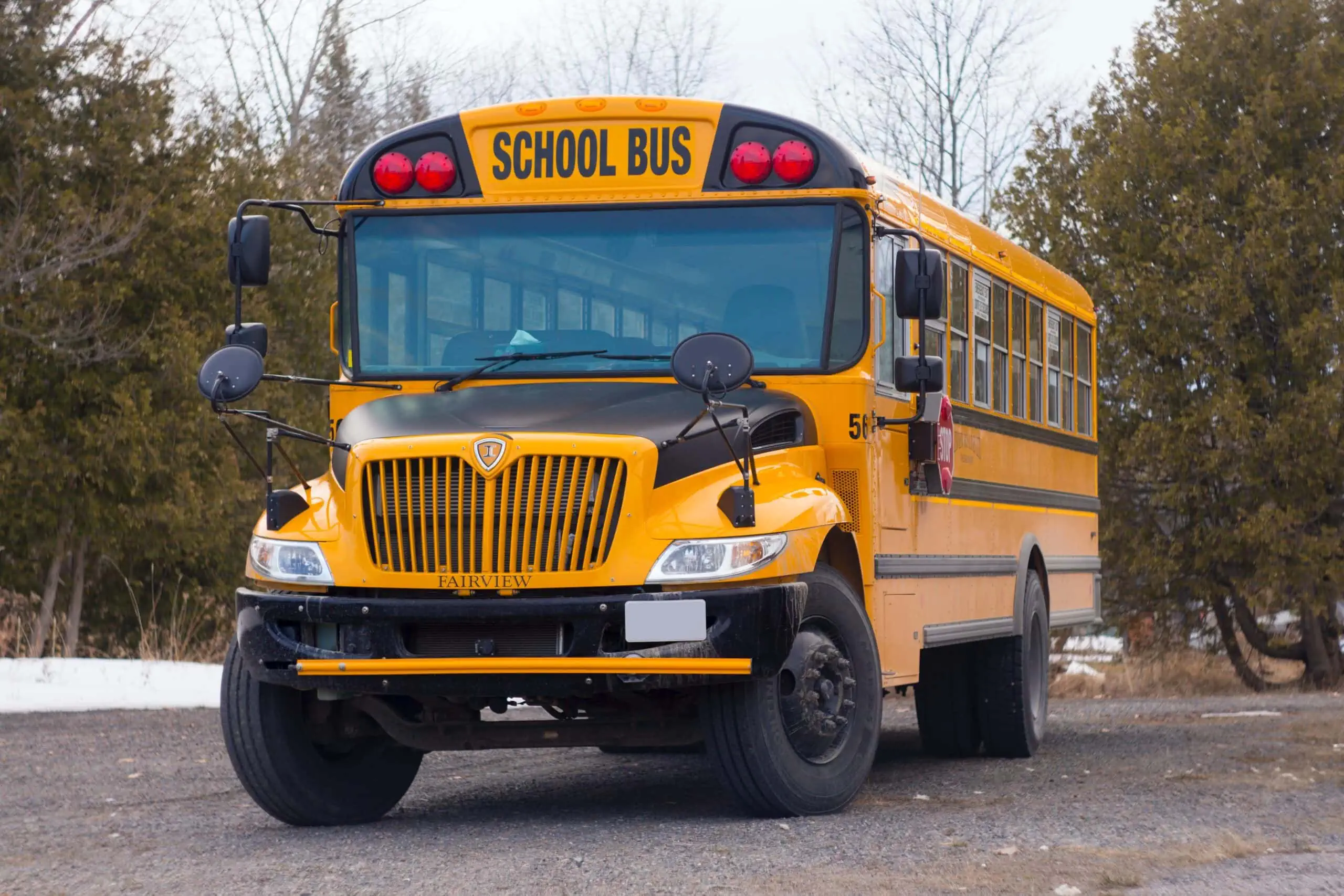 Bus equipped with school bus cameras