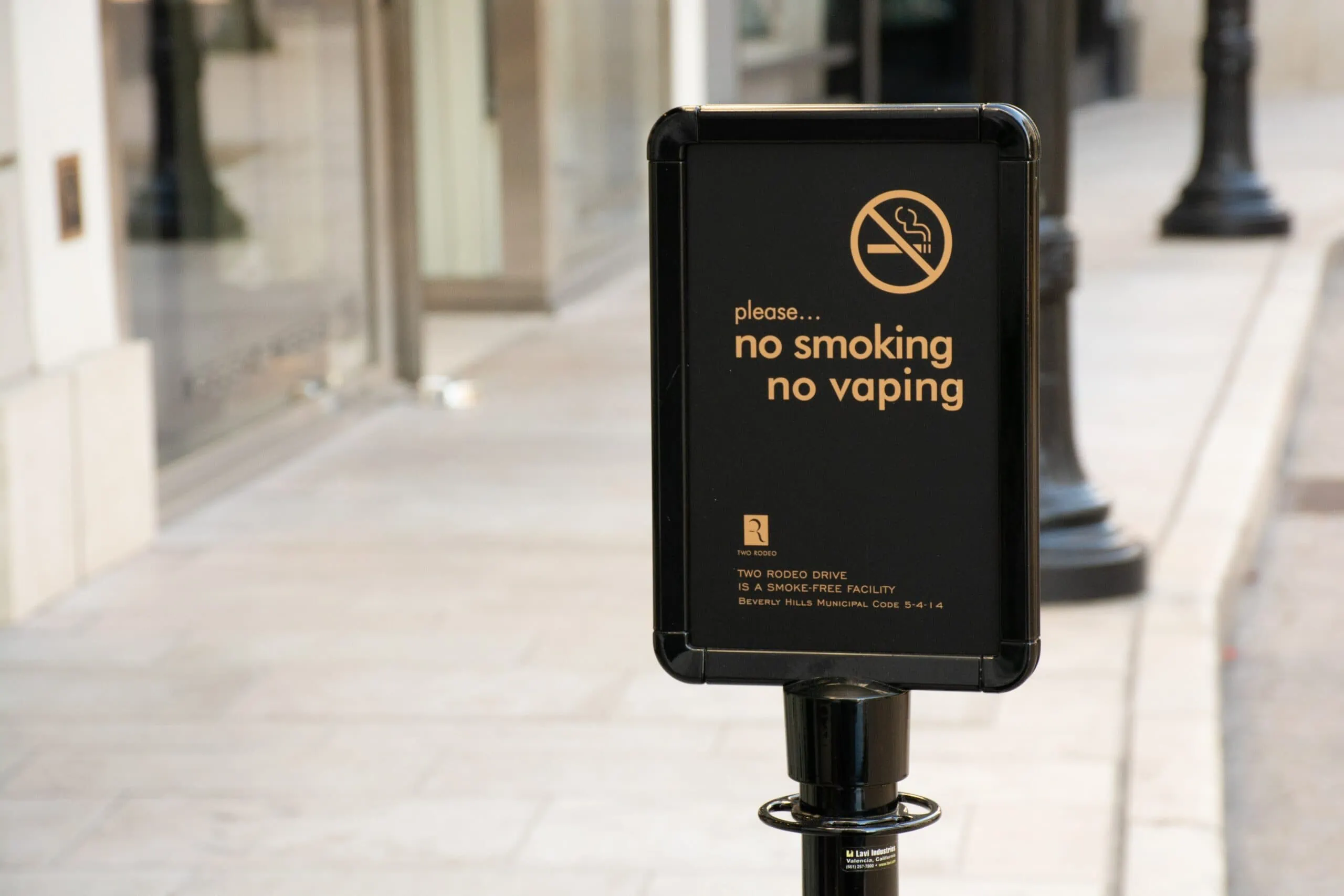 Sign stating area is not for smoking and is monitored by vape sensors