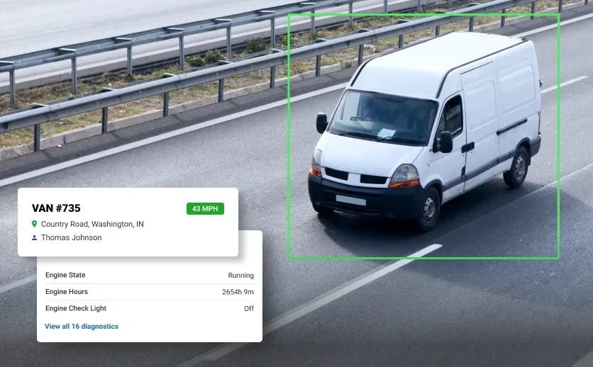 Van on the road with a GPS-enabled dash cam