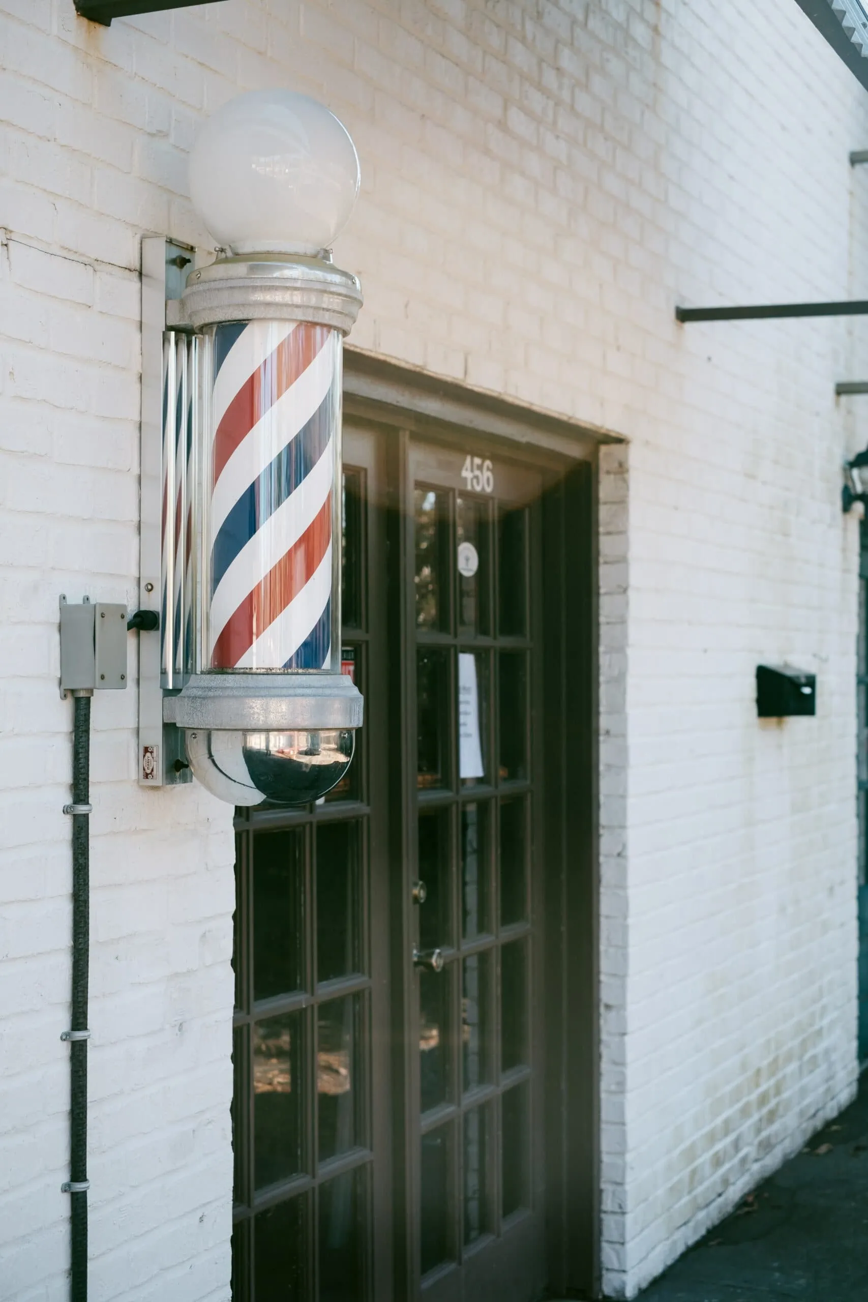 Barbershop entrance monitored by wireless access control