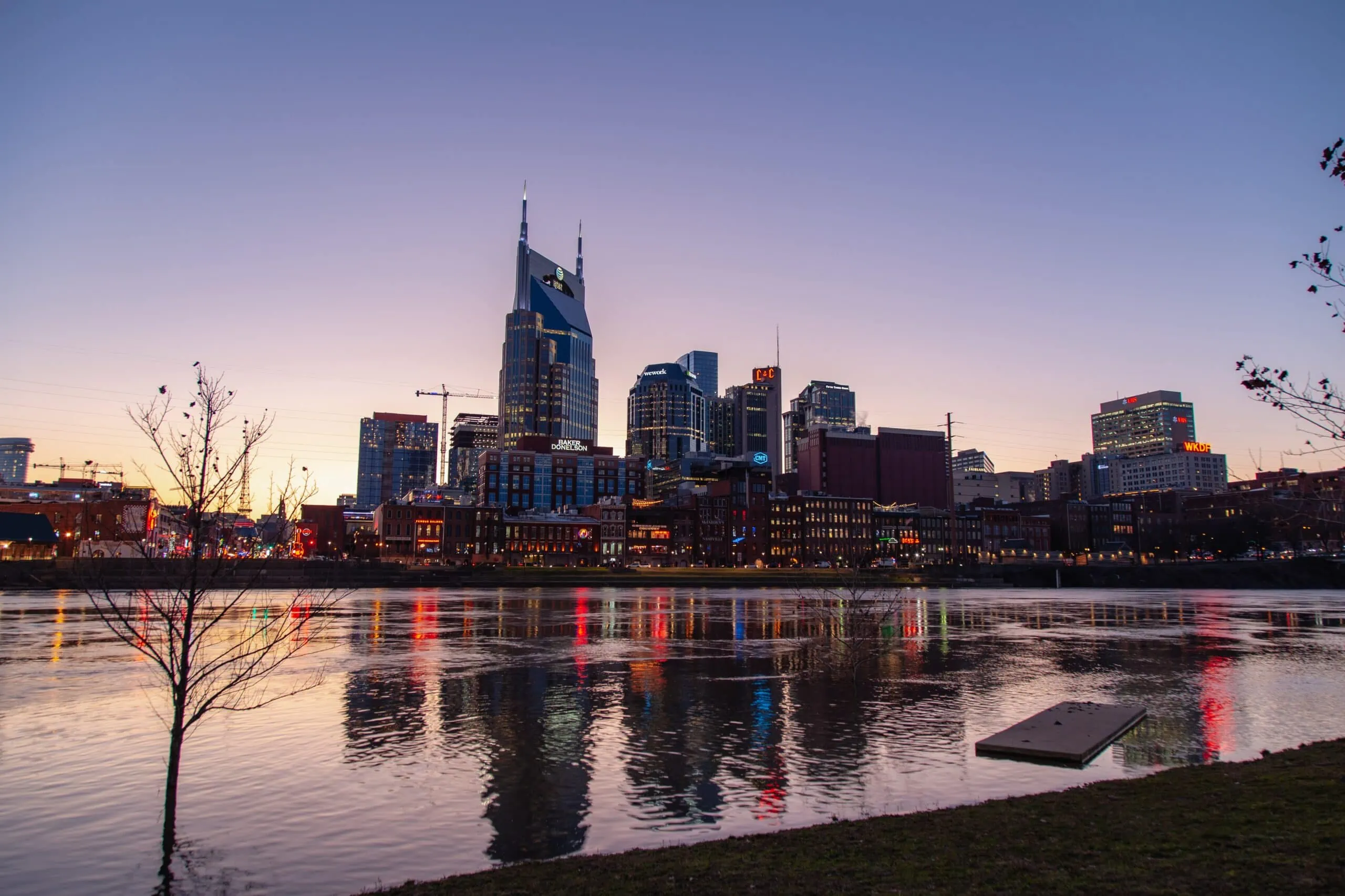 Skyline of Downtown Nashville with businesses seeking access control systems