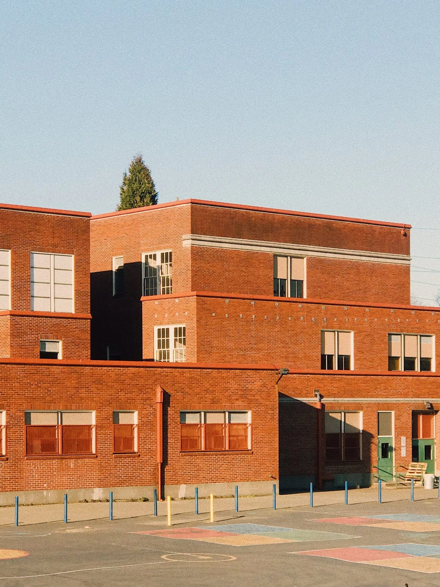 School building protected by lockdown system for schools